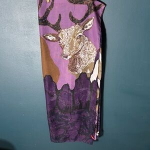 Esprit Purple and Brown Deer/Owl/Bird Print Scarf